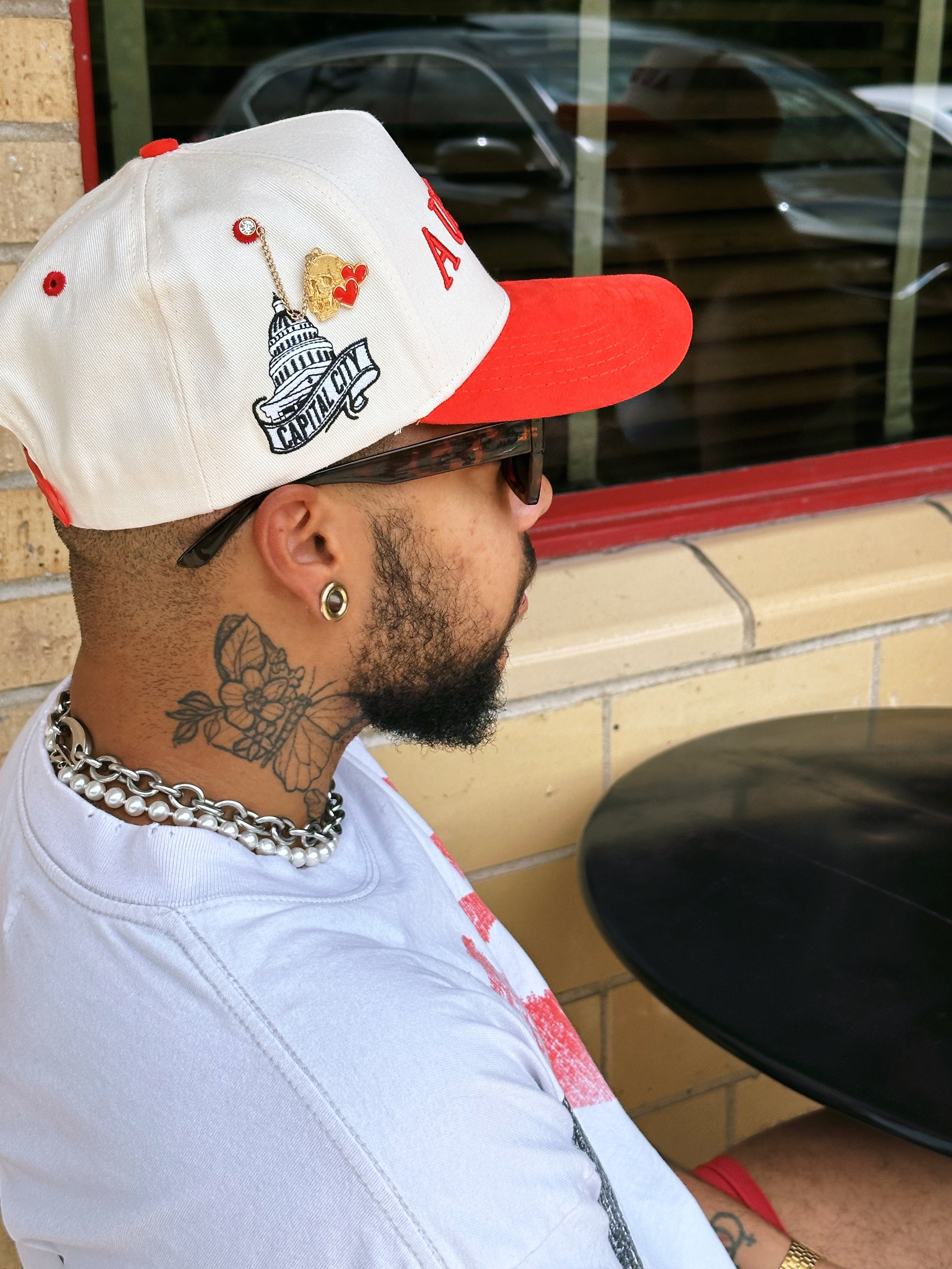 Suede Brim Snapback - Red/Cream