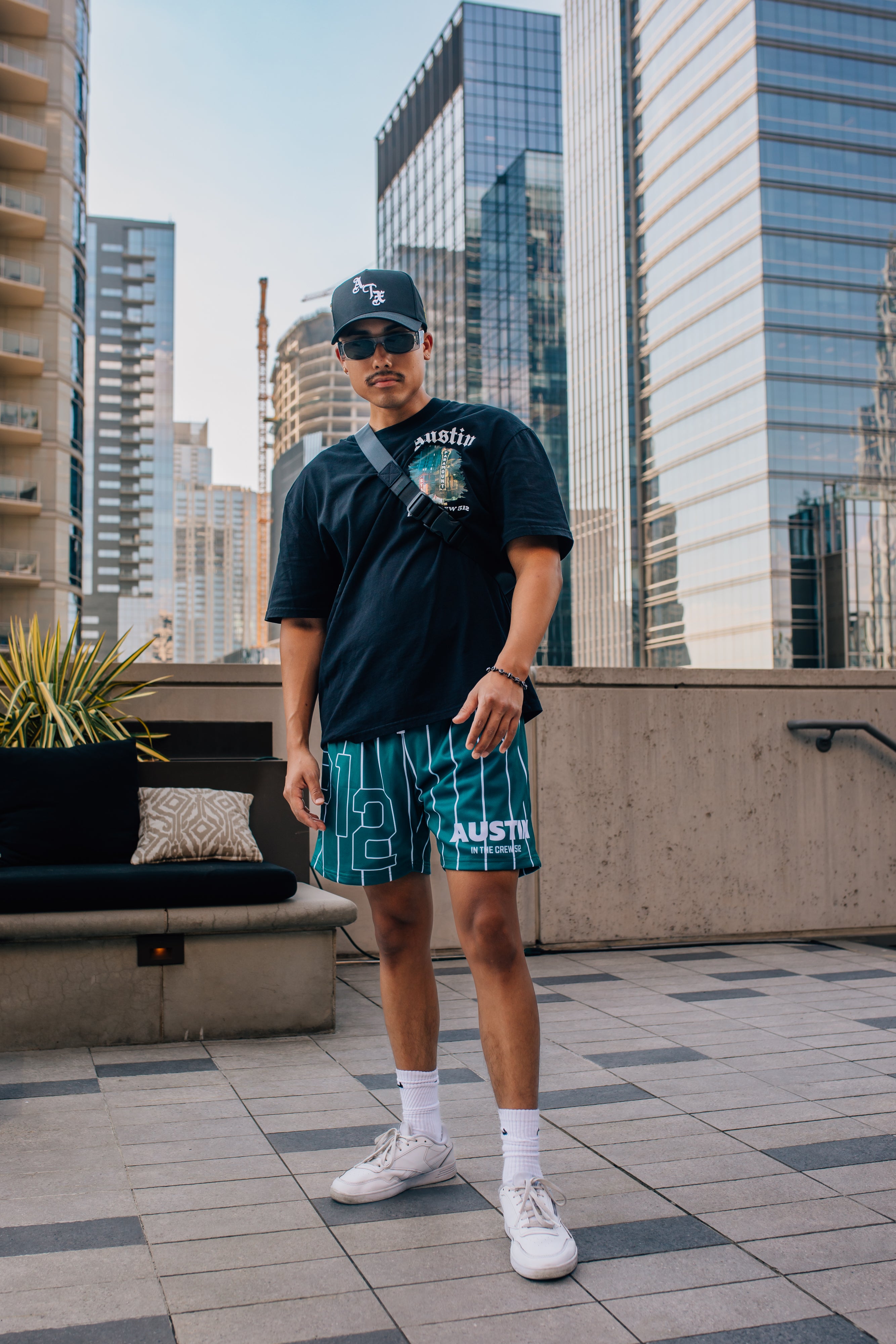 512 Crew Shorts - Green/white stripes