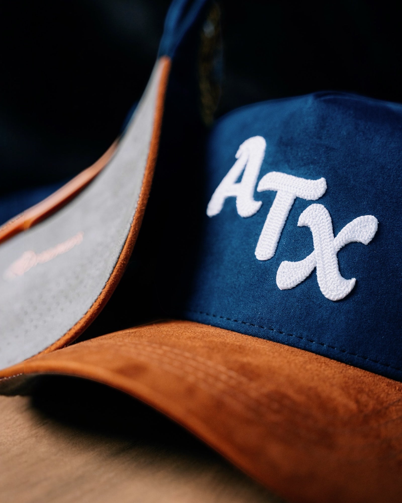 ATX Suede Snapback - Navy/Brown