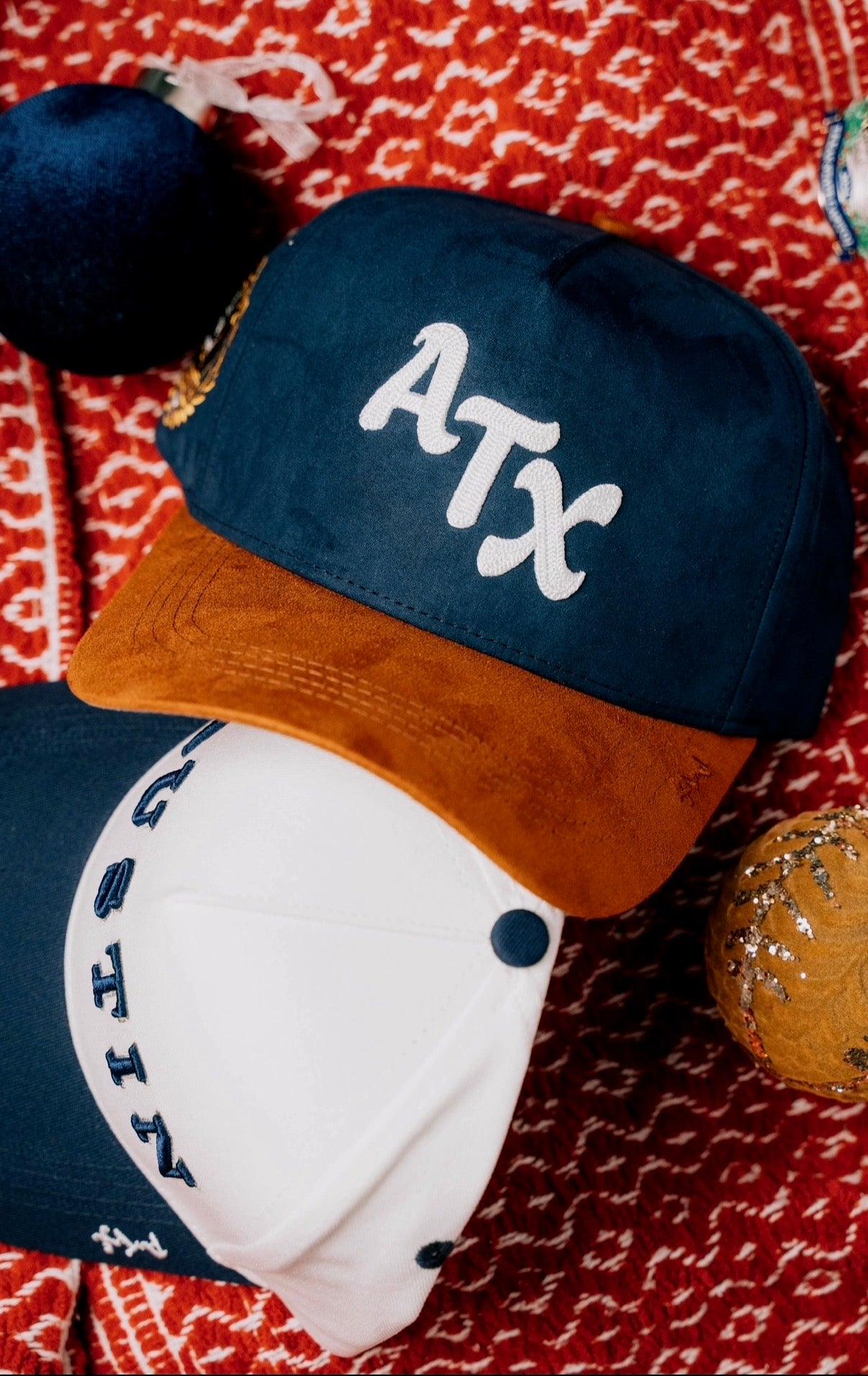 ATX Suede Snapback - Navy/Brown