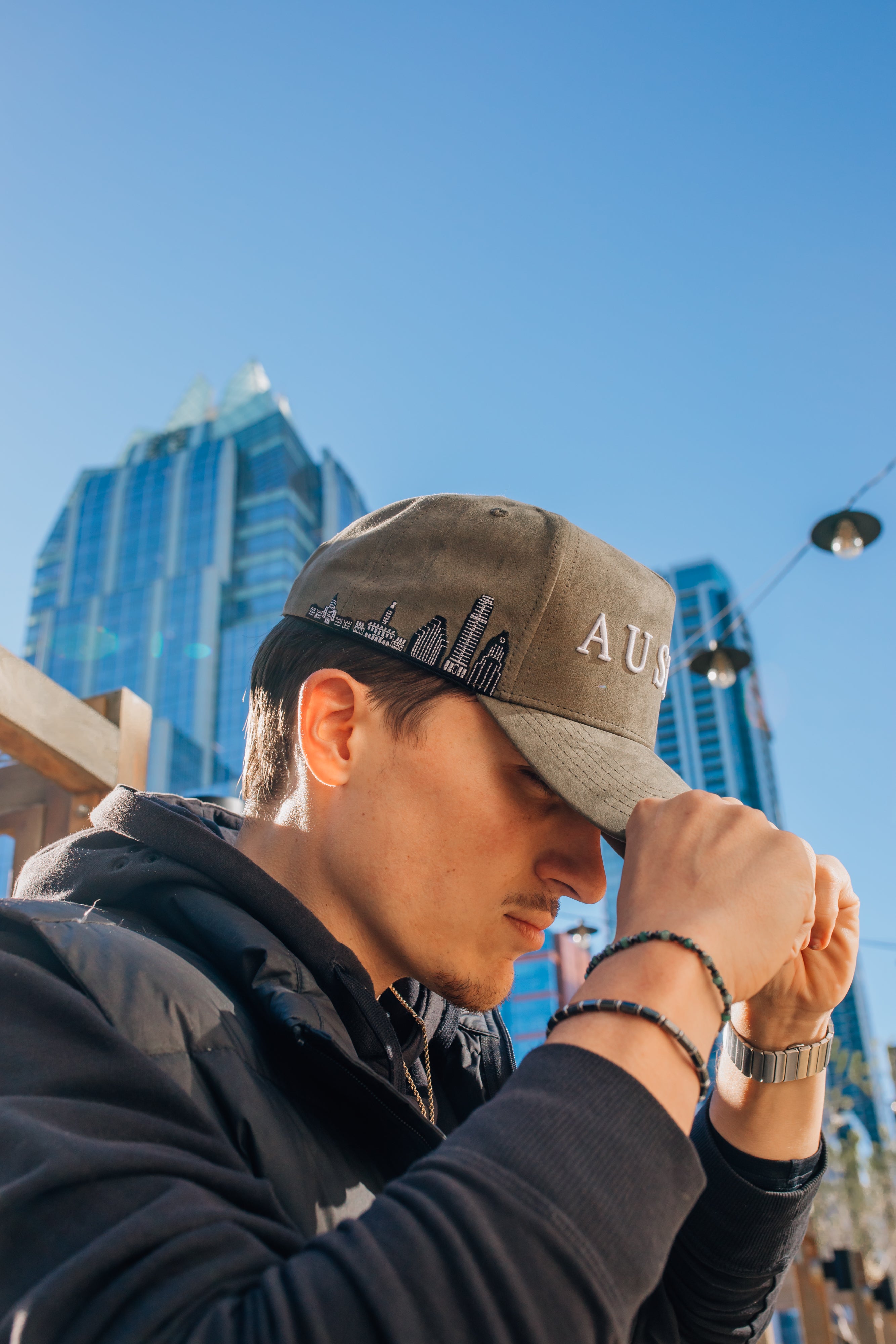 Skyline Suede Snapback - Ash Green