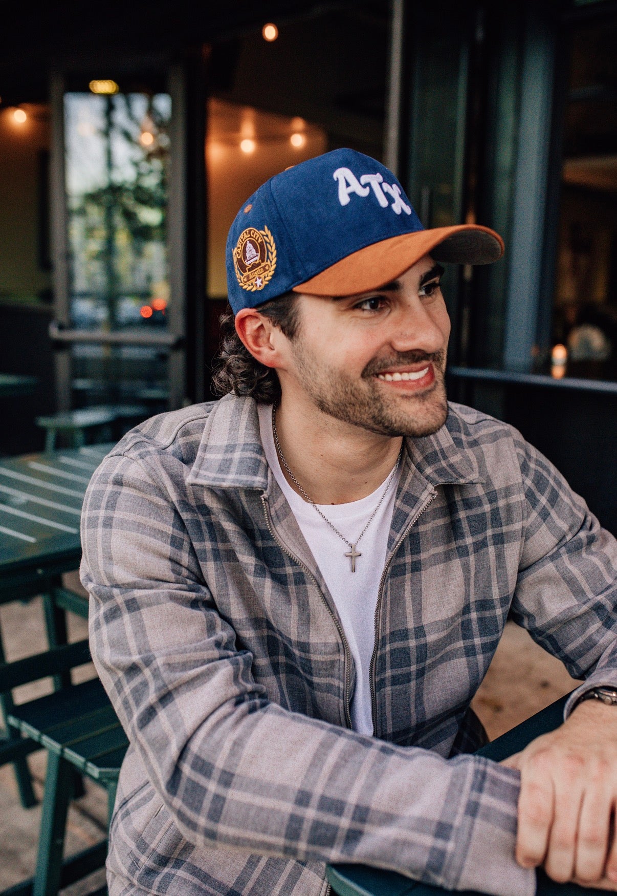 ATX Suede Snapback - Navy/Brown