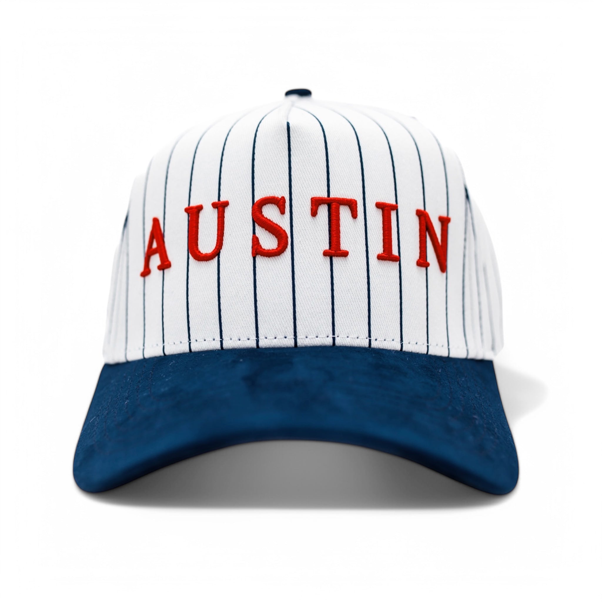 Suede Brim Snapback - Blue Pinstripe