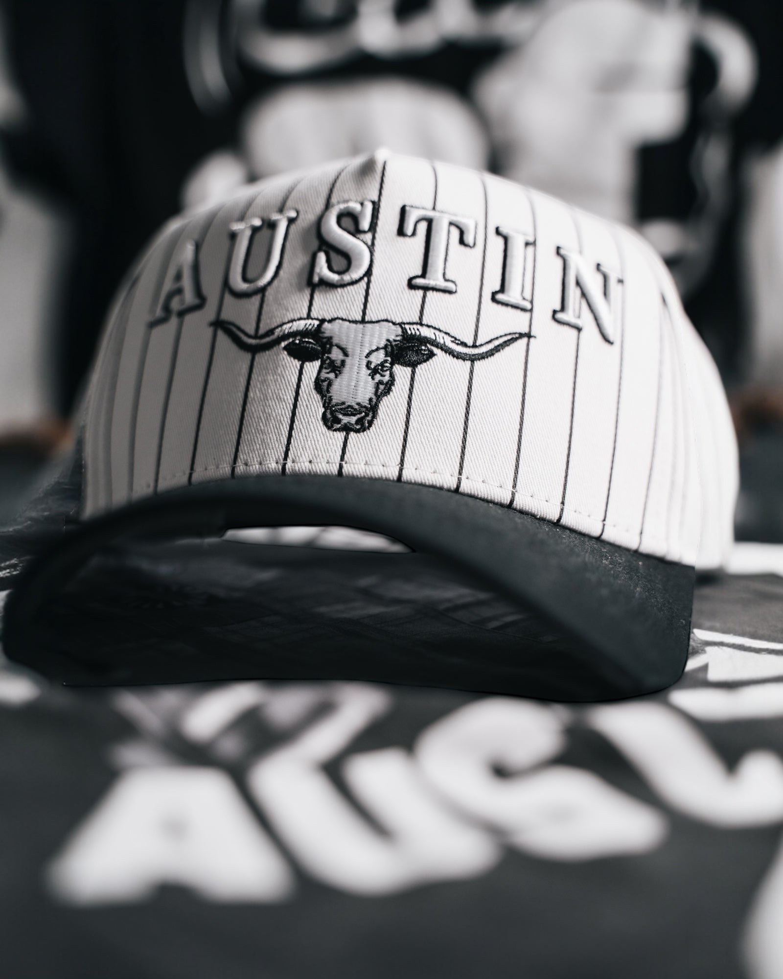 Black Pinstripe Longhorn Snapback
