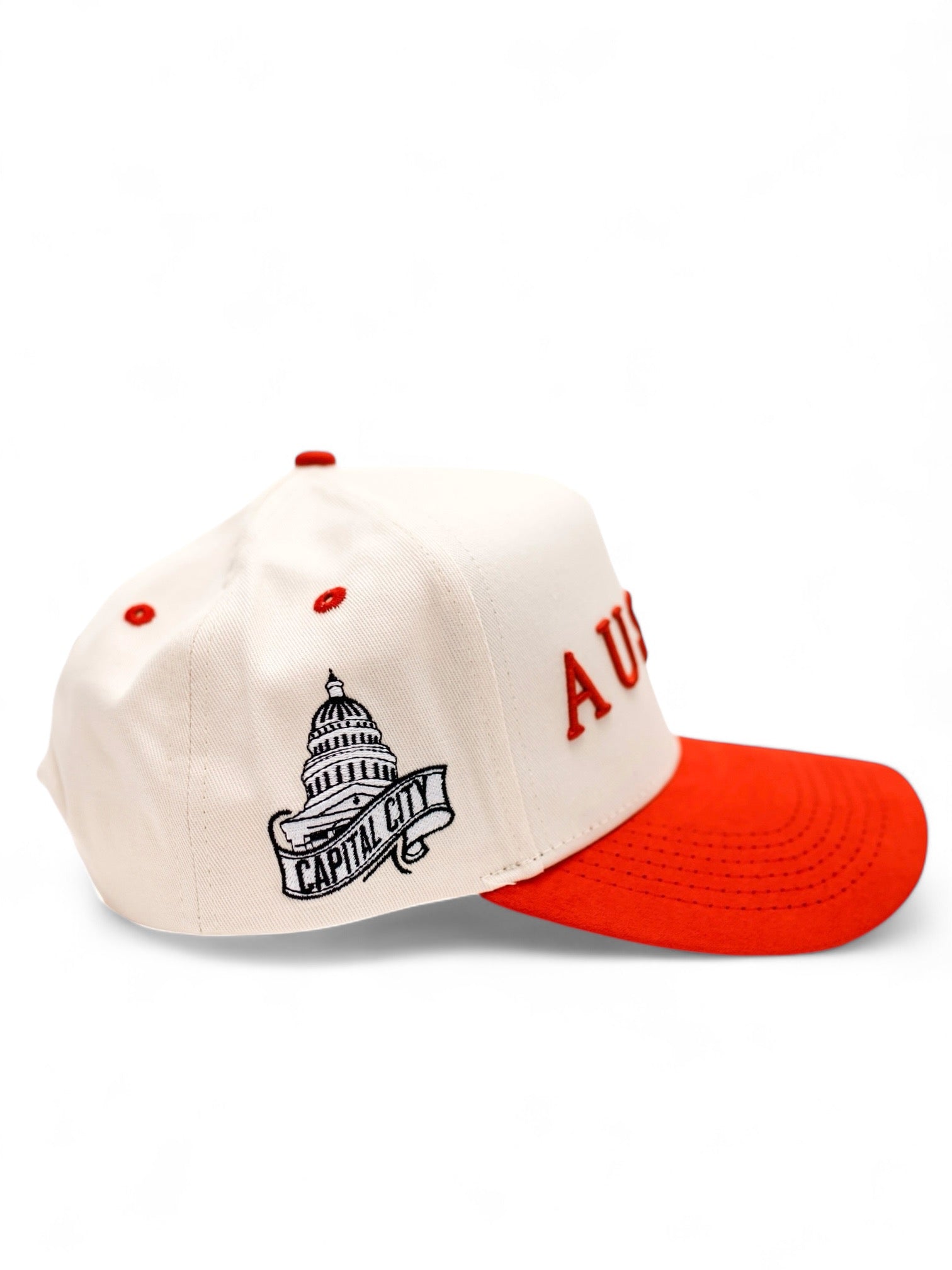 Suede Brim Snapback - Red/Cream