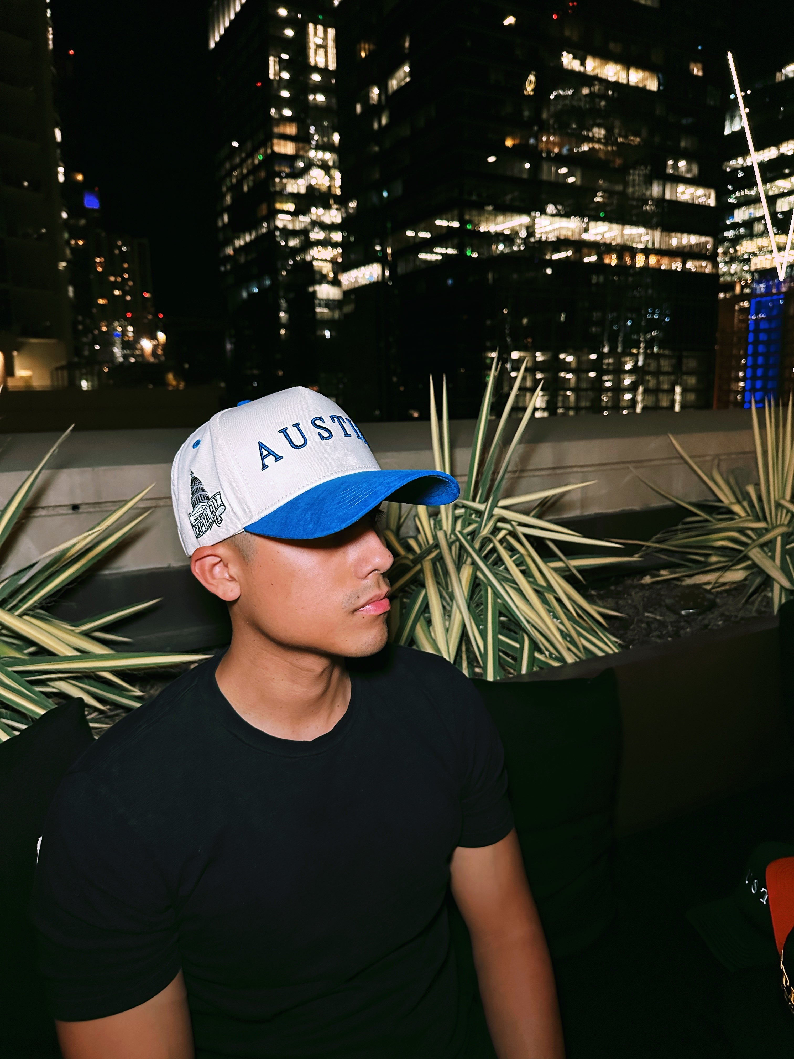 Suede Brim Snapback - Blue/Cream