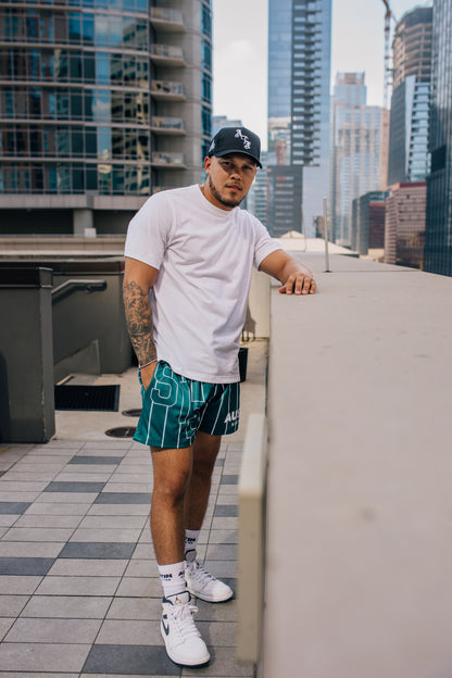 512 Crew Shorts - Green/white stripes