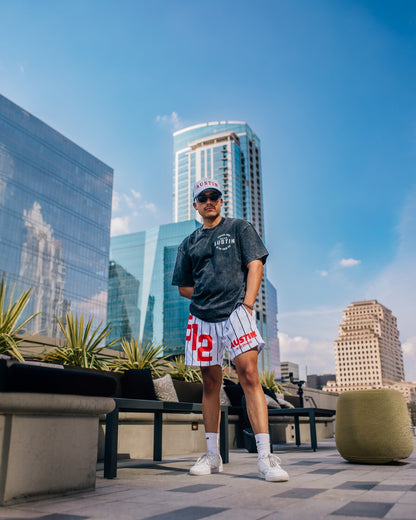 512 Crew Shorts - White/Red stripes
