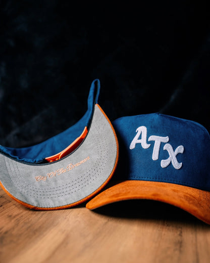 ATX Suede Snapback - Navy/Brown