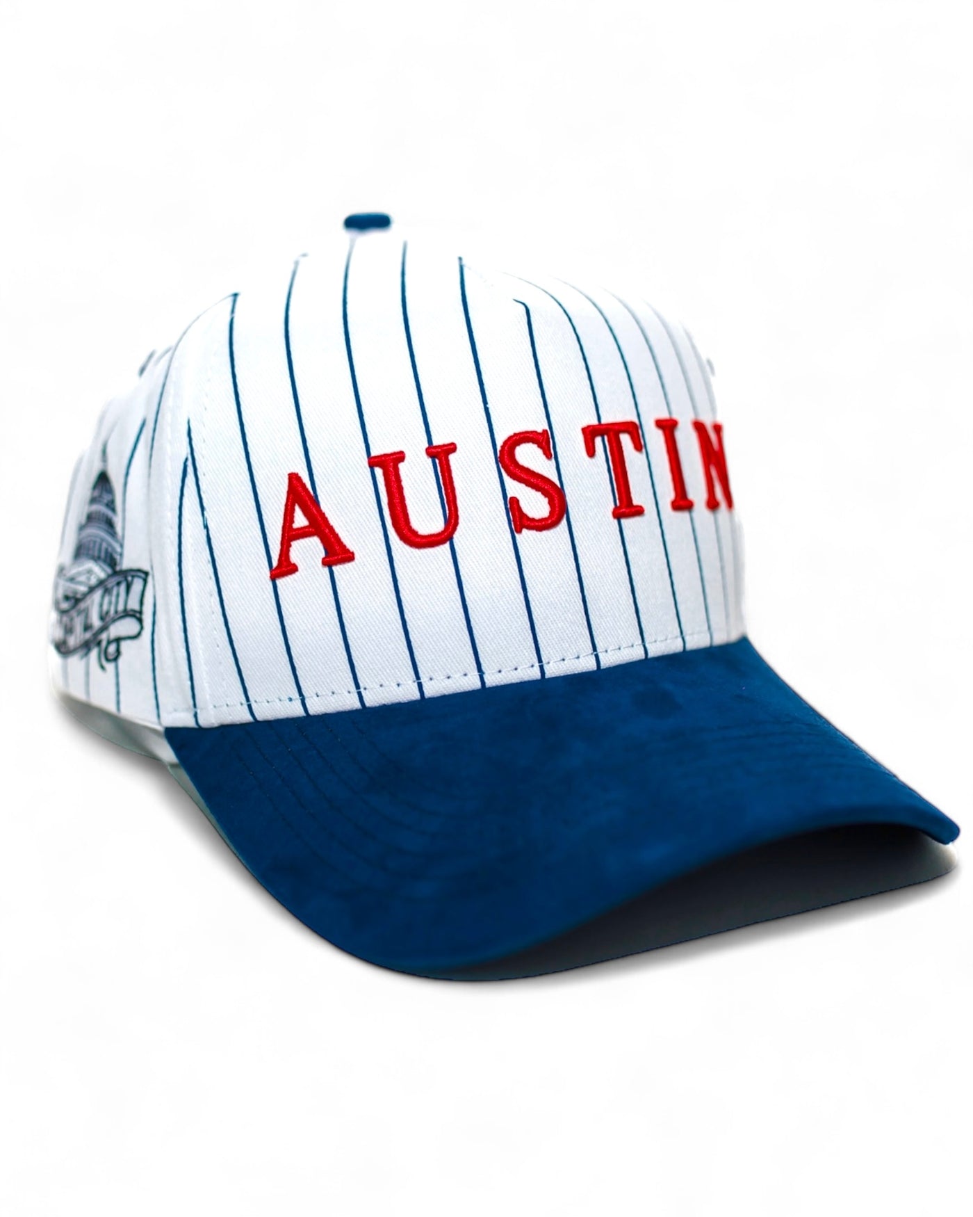 Suede Brim Snapback - Blue Pinstripe