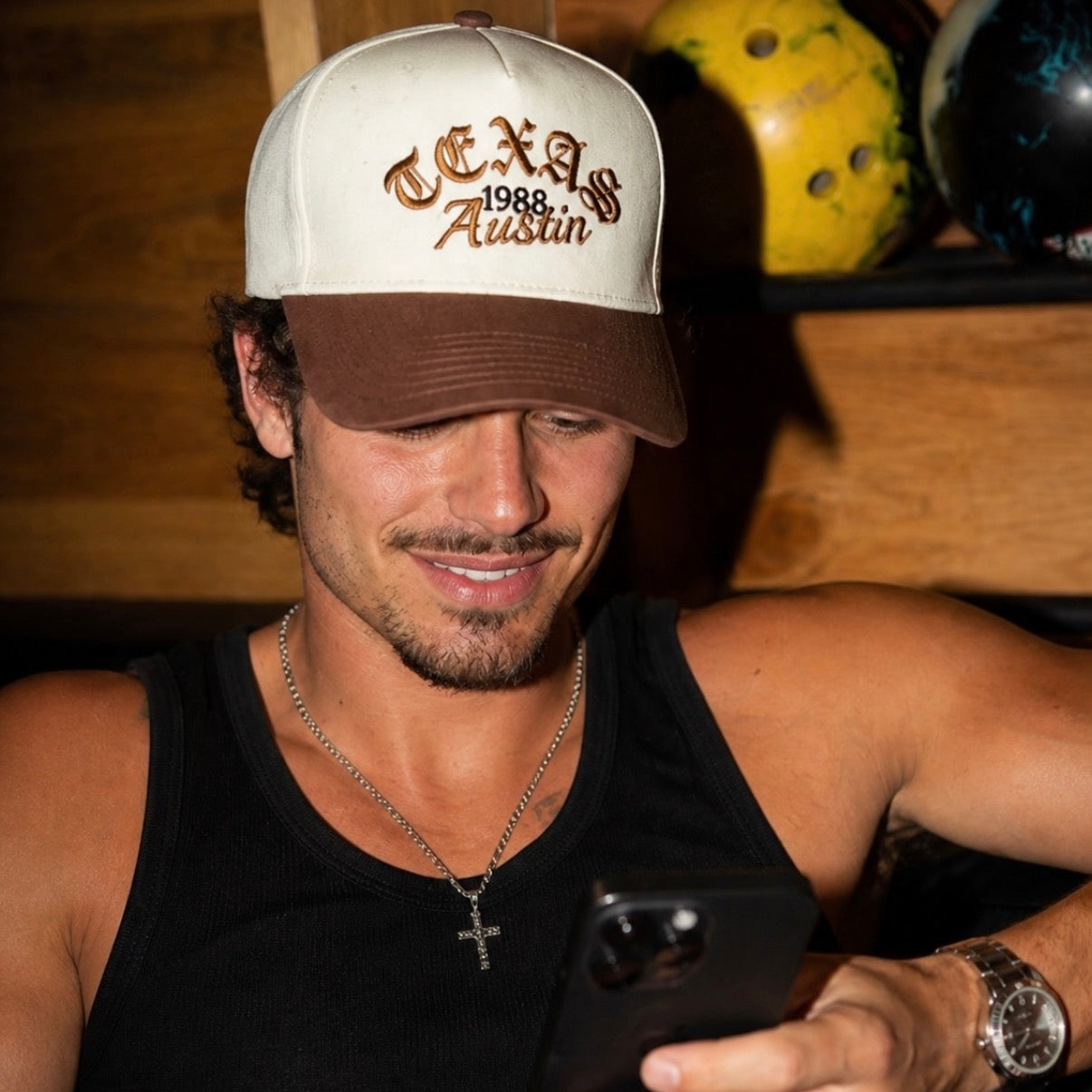 1988 TEXAS Snapback - Cream/Brown