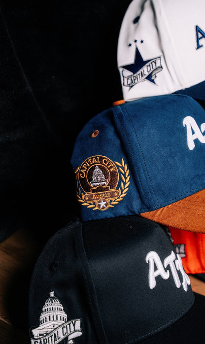 ATX Suede Snapback - Navy/Brown