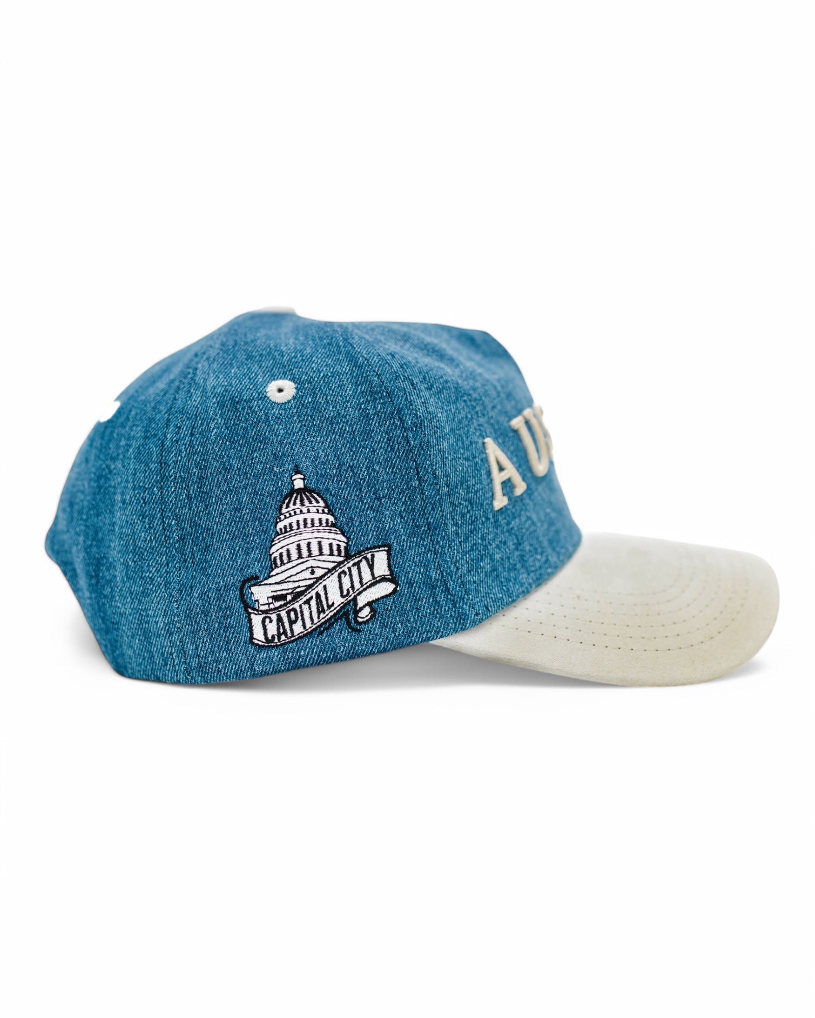 Suede Brim Unstructured Snapback - Denim