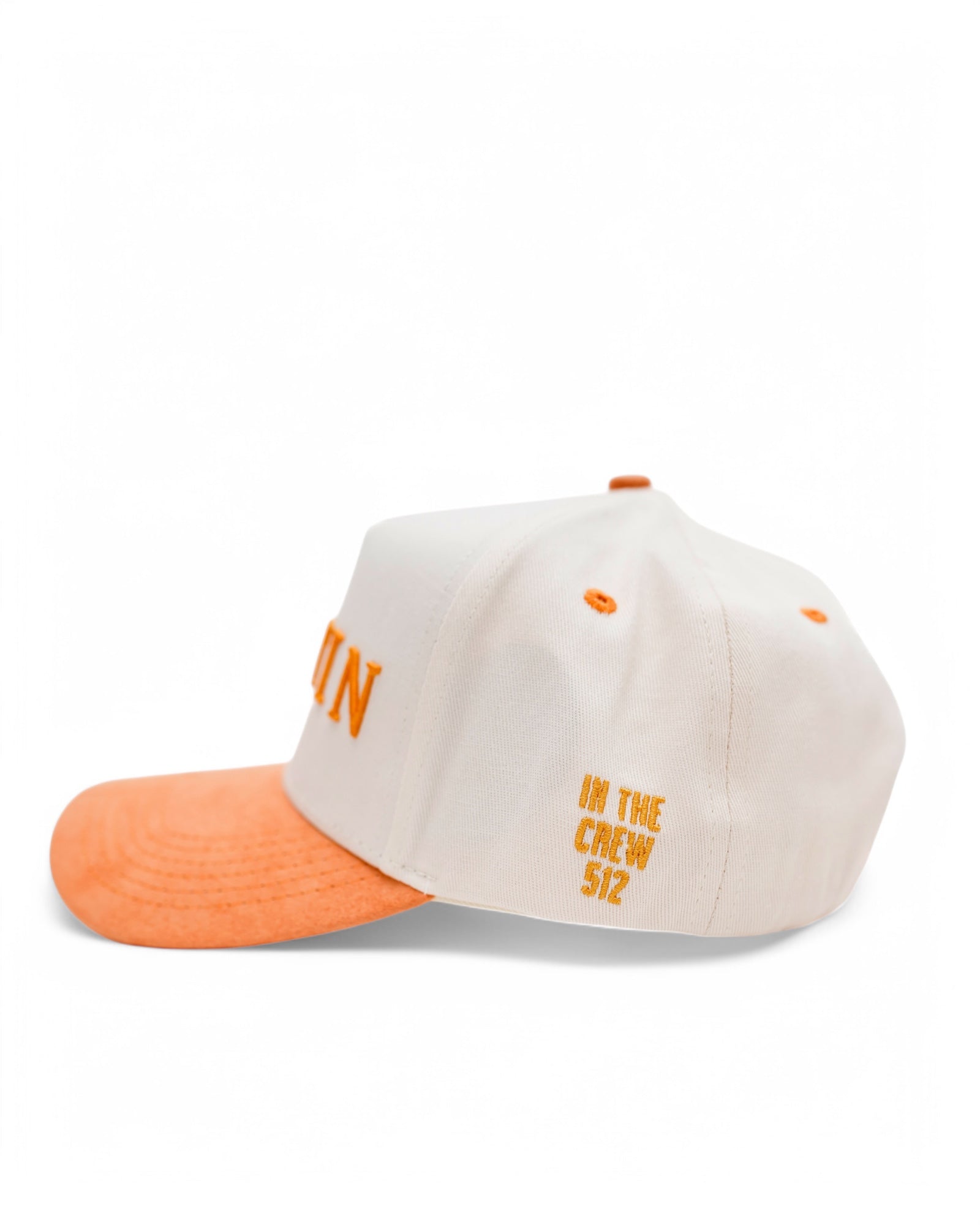 Suede Brim SnapBack- Orange/Cream