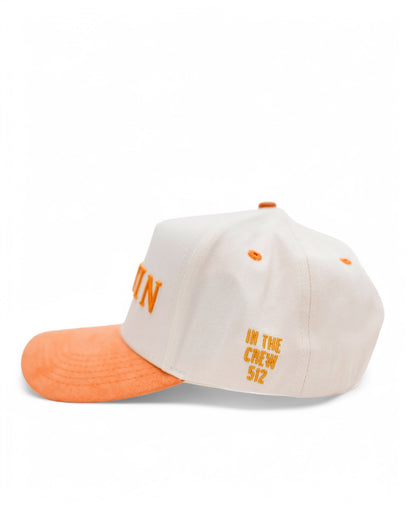 Suede Brim SnapBack- Orange/Cream