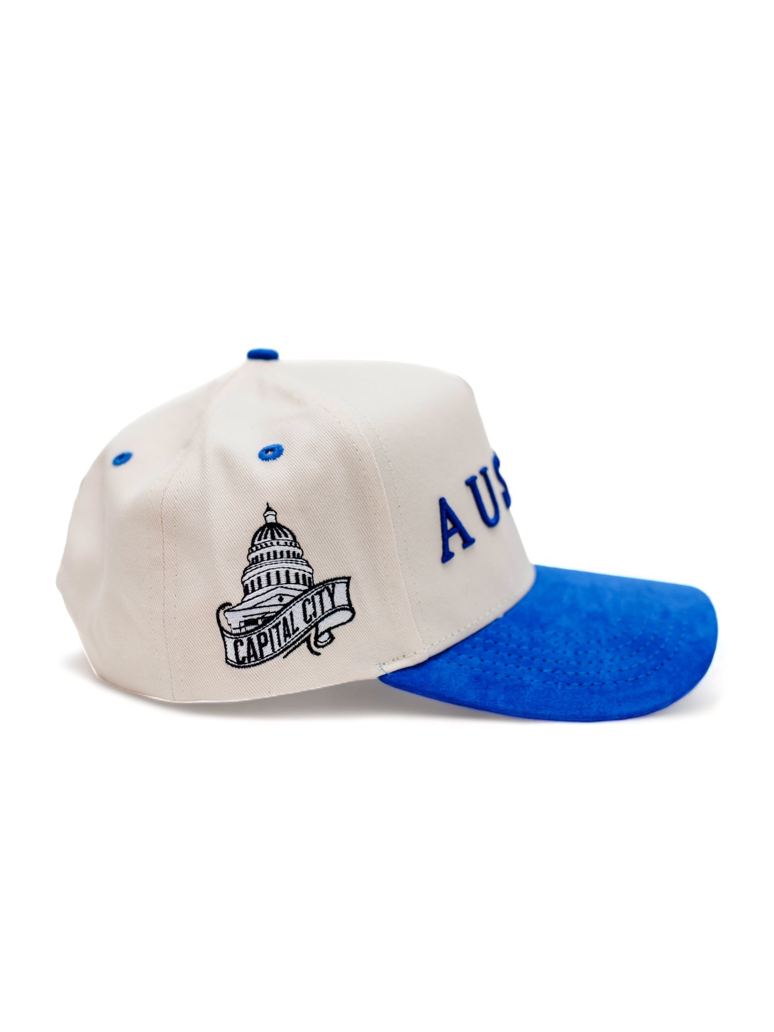 Suede Brim Snapback - Blue/Cream