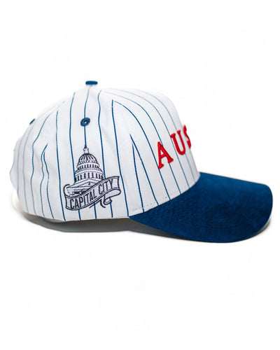 Suede Brim Snapback - Blue Pinstripe