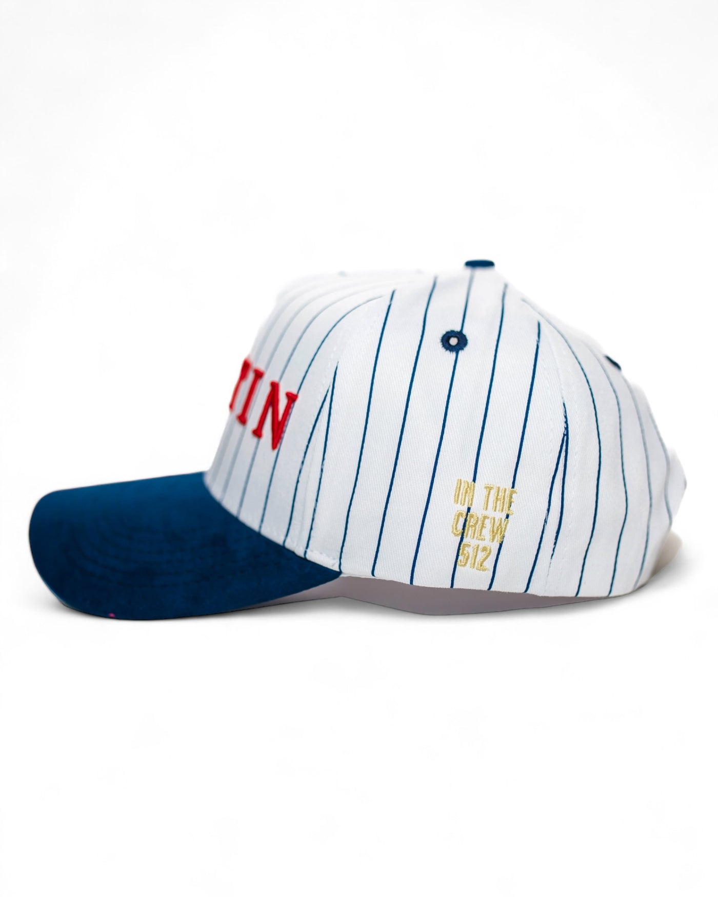 Suede Brim Snapback - Blue Pinstripe