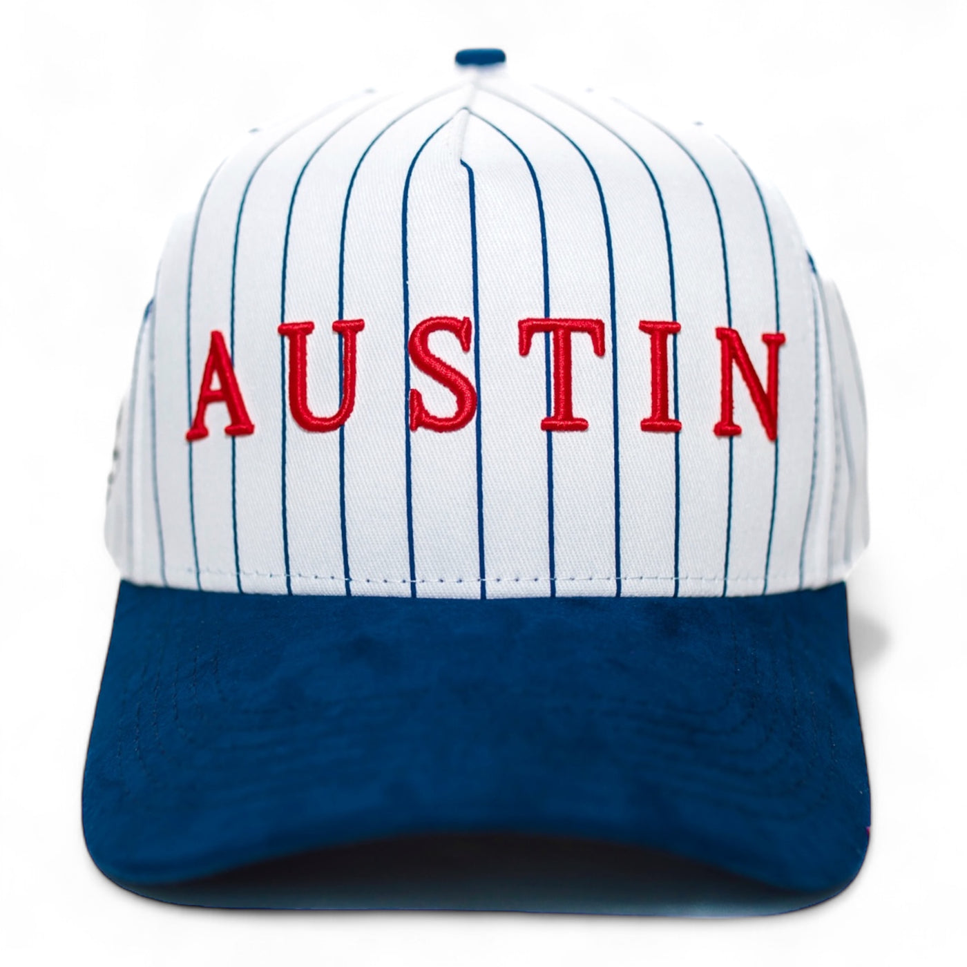 Suede Brim Snapback - Blue Pinstripe